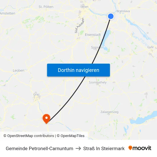 Gemeinde Petronell-Carnuntum to Straß In Steiermark map