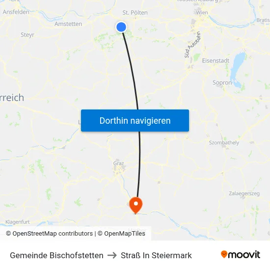 Gemeinde Bischofstetten to Straß In Steiermark map