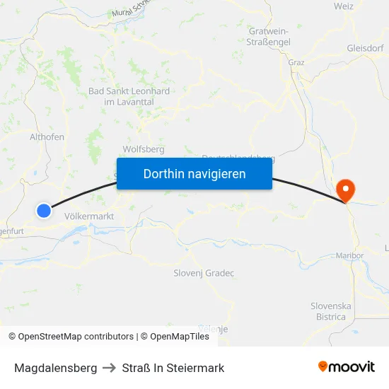 Magdalensberg to Straß In Steiermark map