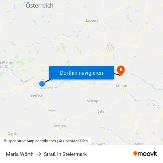 Maria Wörth to Straß In Steiermark map