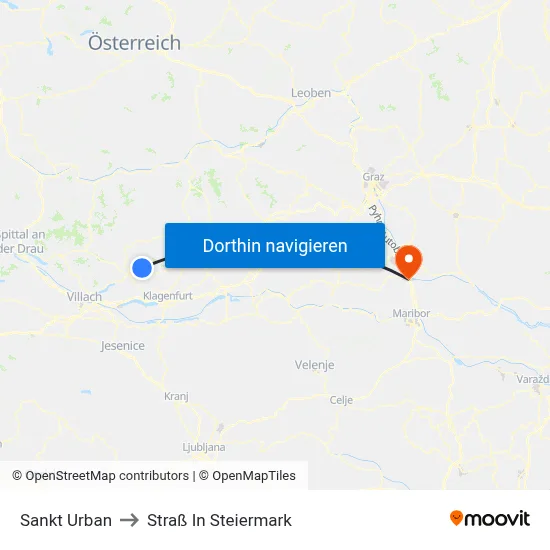 Sankt Urban to Straß In Steiermark map