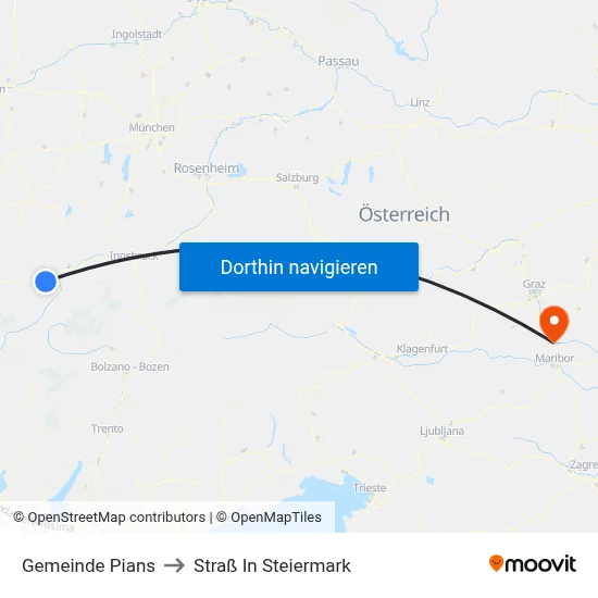 Gemeinde Pians to Straß In Steiermark map