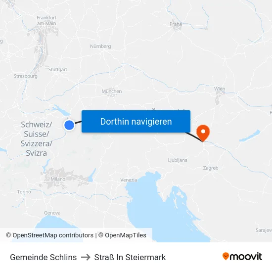 Gemeinde Schlins to Straß In Steiermark map
