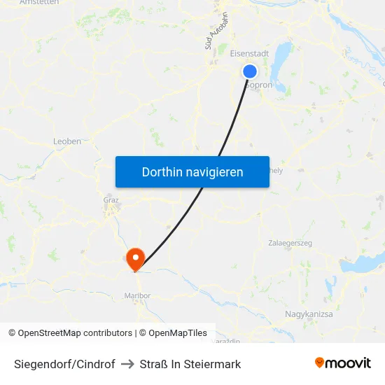 Siegendorf/Cindrof to Straß In Steiermark map