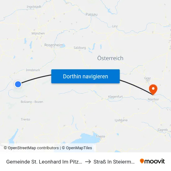 Gemeinde St. Leonhard Im Pitztal to Straß In Steiermark map