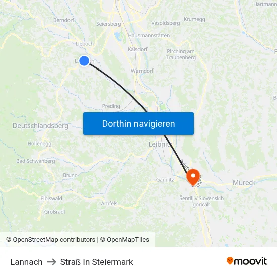 Lannach to Straß In Steiermark map