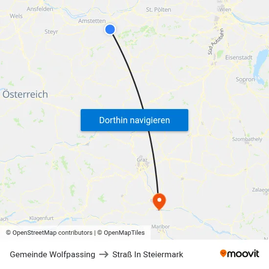 Gemeinde Wolfpassing to Straß In Steiermark map
