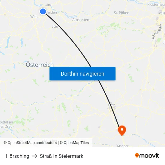 Hörsching to Straß In Steiermark map