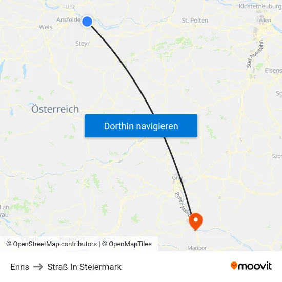 Enns to Straß In Steiermark map