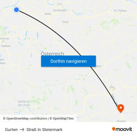 Gurten to Straß In Steiermark map