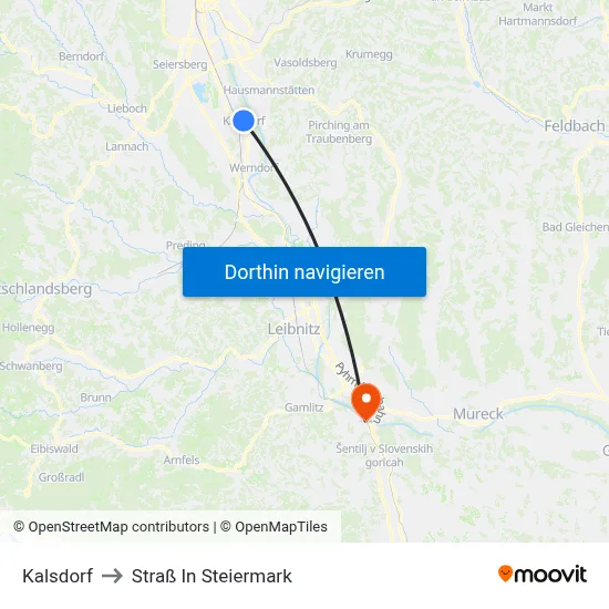 Kalsdorf to Straß In Steiermark map