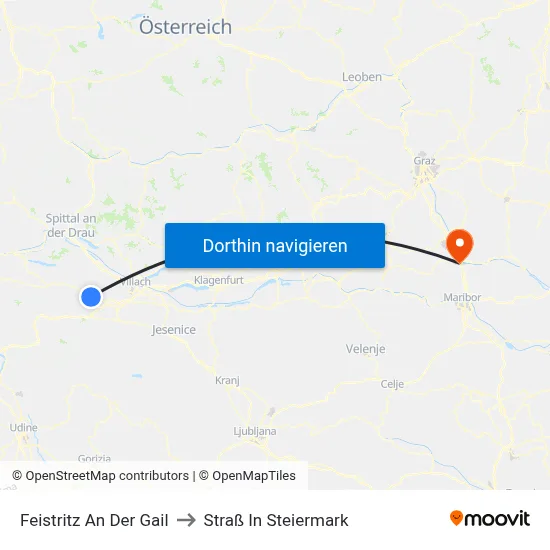 Feistritz An Der Gail to Straß In Steiermark map