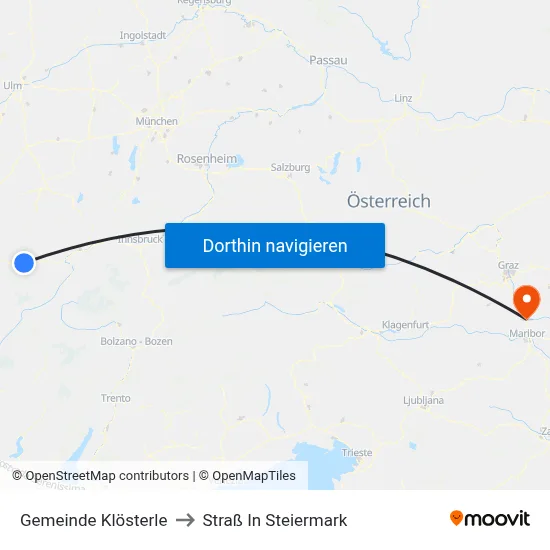Gemeinde Klösterle to Straß In Steiermark map