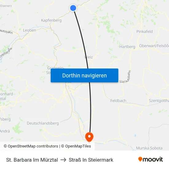 St. Barbara Im Mürztal to Straß In Steiermark map