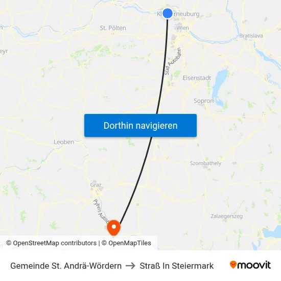 Gemeinde St. Andrä-Wördern to Straß In Steiermark map