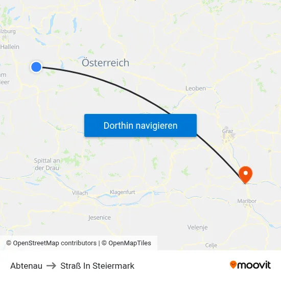 Abtenau to Straß In Steiermark map