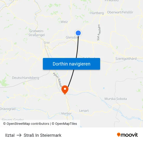 Ilztal to Straß In Steiermark map
