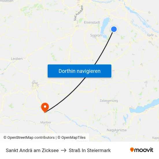 Sankt Andrä am Zicksee to Straß In Steiermark map