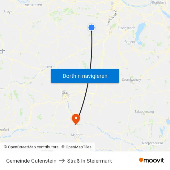 Gemeinde Gutenstein to Straß In Steiermark map