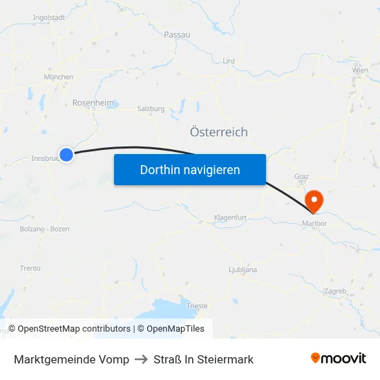 Marktgemeinde Vomp to Straß In Steiermark map