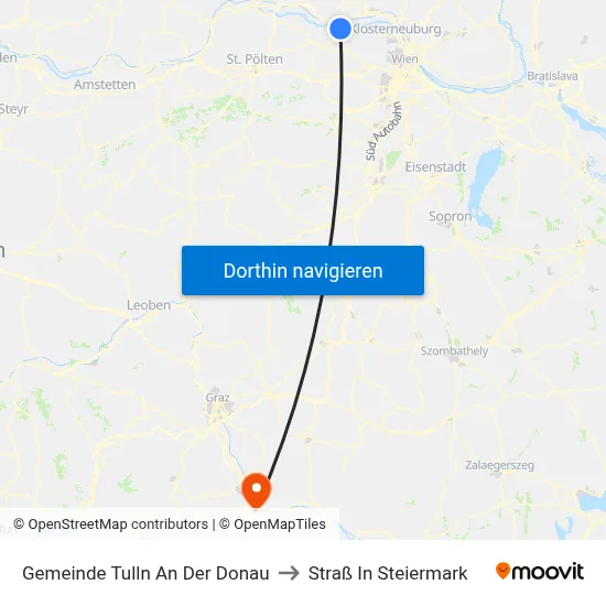 Gemeinde Tulln An Der Donau to Straß In Steiermark map