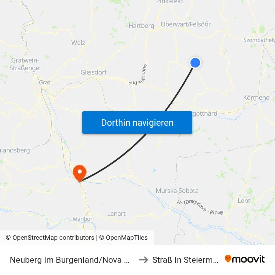 Neuberg Im Burgenland/Nova Gora to Straß In Steiermark map