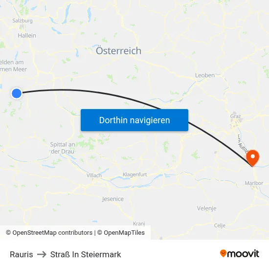 Rauris to Straß In Steiermark map