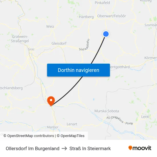 Ollersdorf Im Burgenland to Straß In Steiermark map