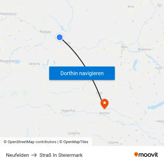 Neufelden to Straß In Steiermark map