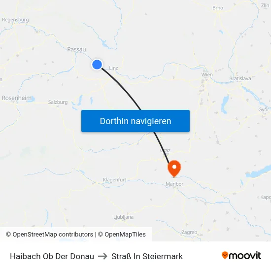 Haibach Ob Der Donau to Straß In Steiermark map