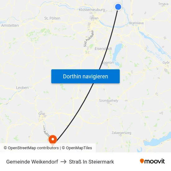 Gemeinde Weikendorf to Straß In Steiermark map