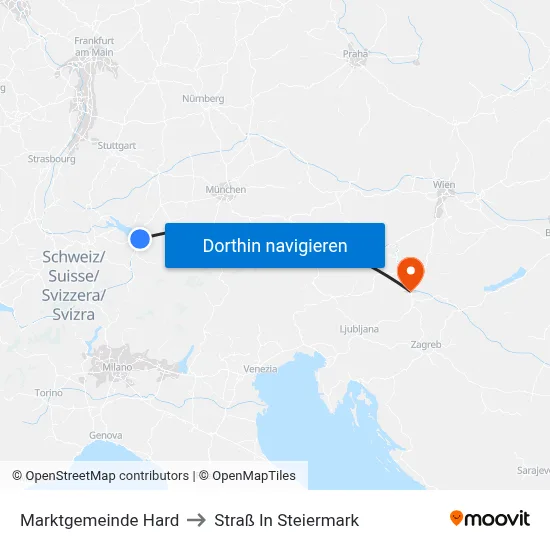 Marktgemeinde Hard to Straß In Steiermark map