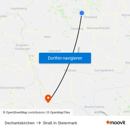 Dechantskirchen to Straß In Steiermark map