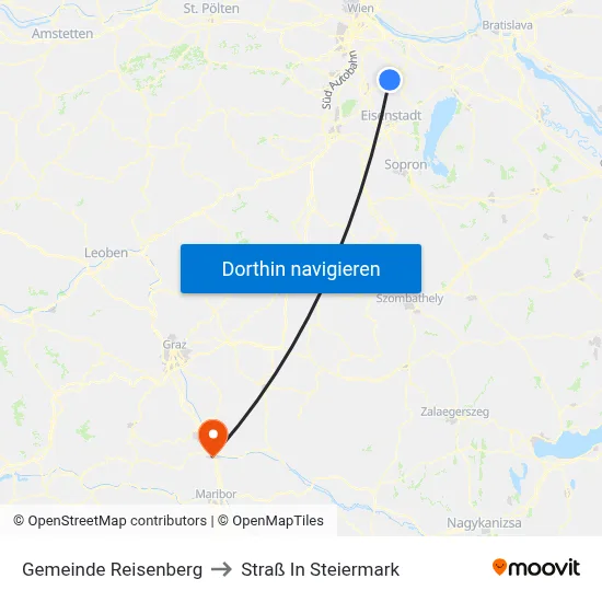 Gemeinde Reisenberg to Straß In Steiermark map