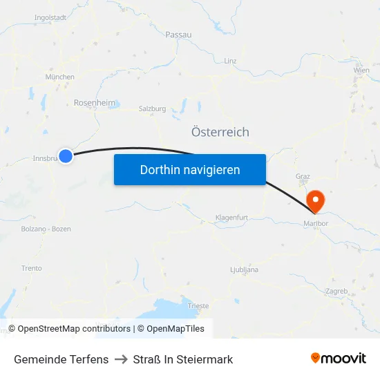 Gemeinde Terfens to Straß In Steiermark map