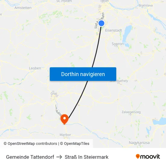 Gemeinde Tattendorf to Straß In Steiermark map