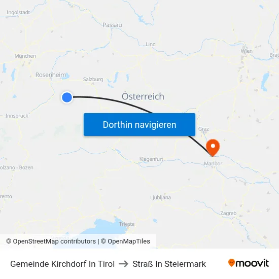 Gemeinde Kirchdorf In Tirol to Straß In Steiermark map