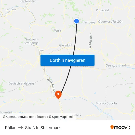 Pöllau to Straß In Steiermark map