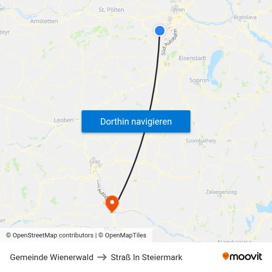 Gemeinde Wienerwald to Straß In Steiermark map