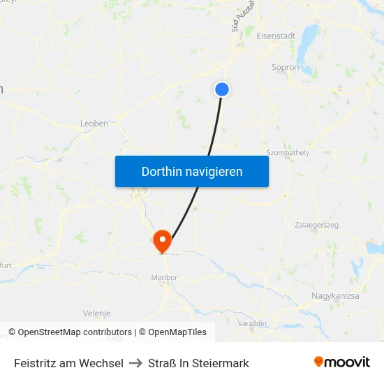 Feistritz am Wechsel to Straß In Steiermark map