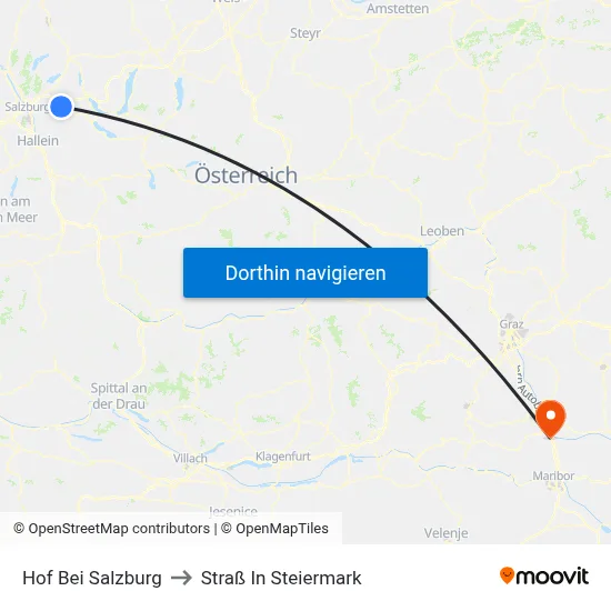 Hof Bei Salzburg to Straß In Steiermark map