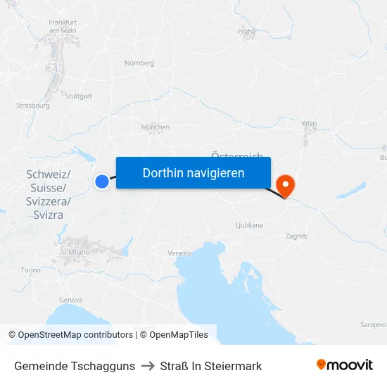 Gemeinde Tschagguns to Straß In Steiermark map