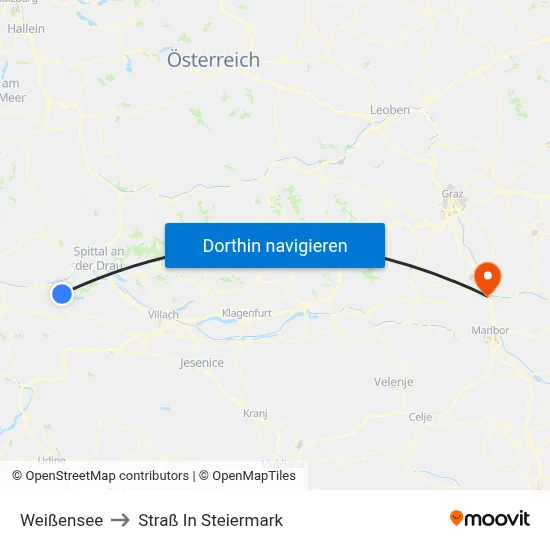 Weißensee to Straß In Steiermark map