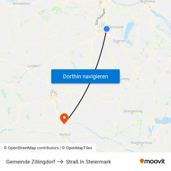 Gemeinde Zillingdorf to Straß In Steiermark map