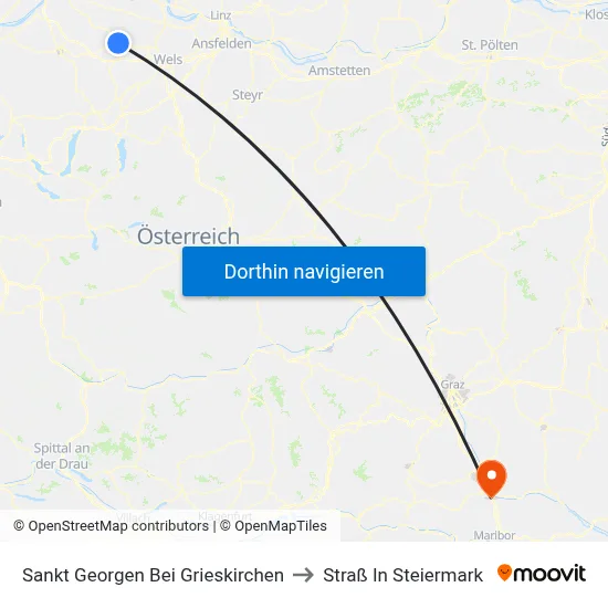 Sankt Georgen Bei Grieskirchen to Straß In Steiermark map