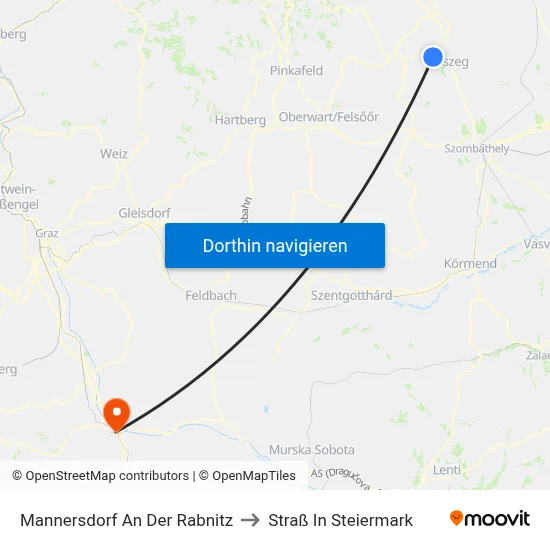 Mannersdorf An Der Rabnitz to Straß In Steiermark map