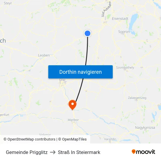 Gemeinde Prigglitz to Straß In Steiermark map