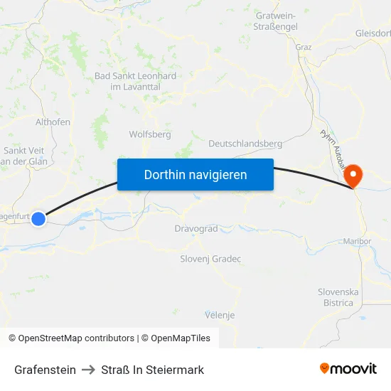 Grafenstein to Straß In Steiermark map