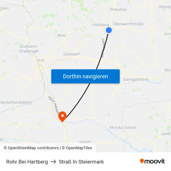 Rohr Bei Hartberg to Straß In Steiermark map