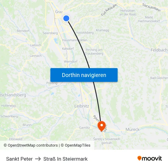Sankt Peter to Straß In Steiermark map